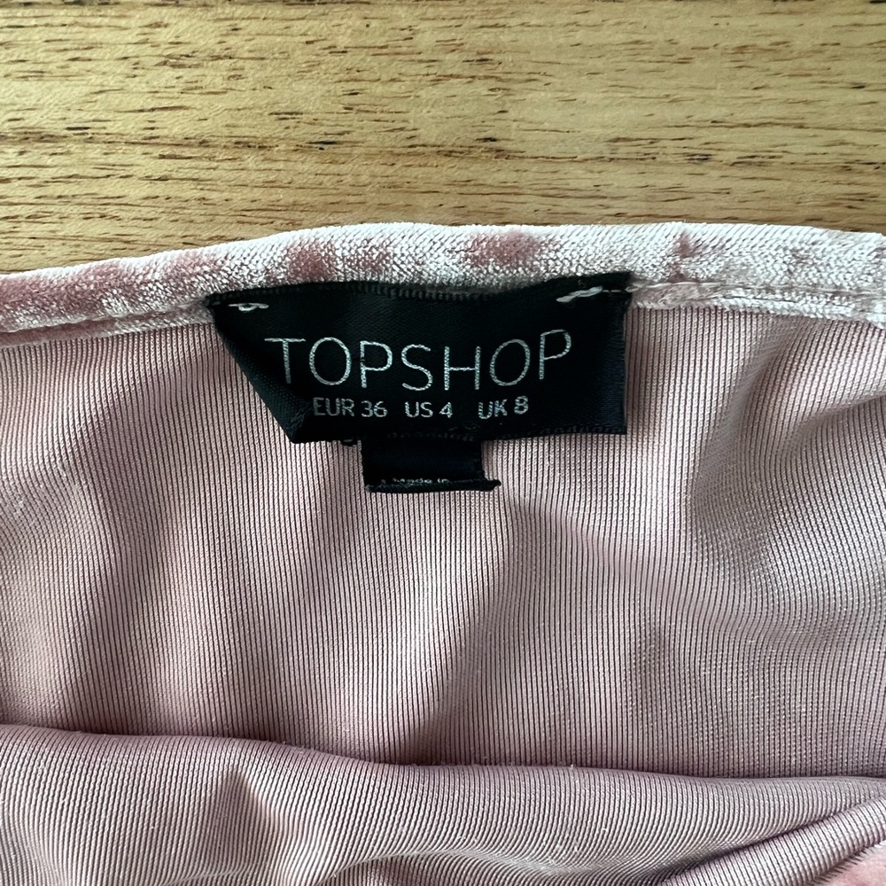 Dusty Pink Crushed Velvet crop top by Topshop - Picture 5 of 5